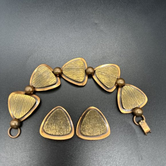 VINTAGE COPPERCRAFT BRACELET AND EARRING SET-EXCELLENT - Picture 1 of 5